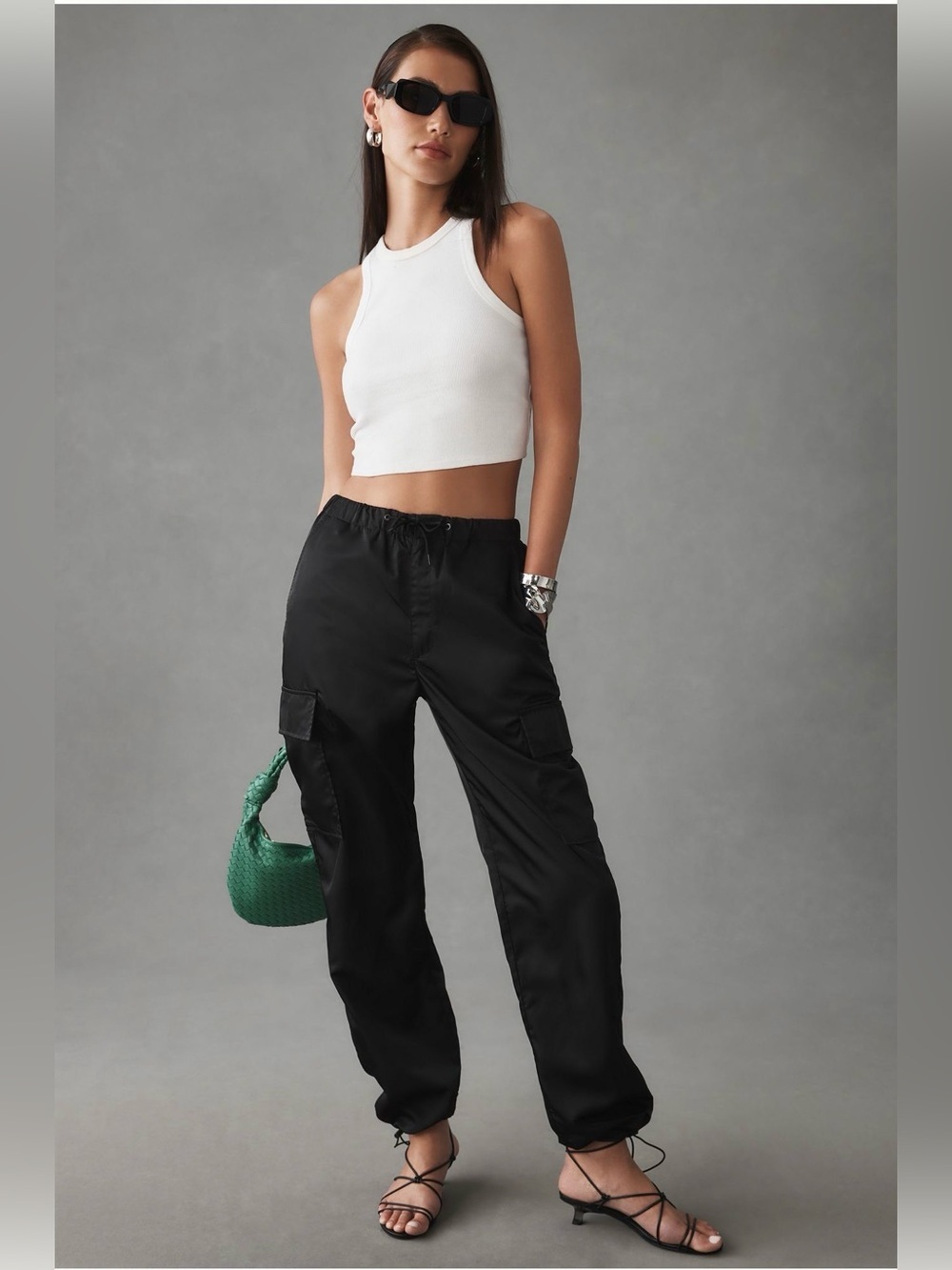 Pistola Black Cargo Pants Drawstring Utility Parachute Jogger M Pockets Travel